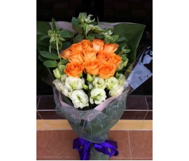 F41 12 PCS ORANGE ROSES BOUQUET